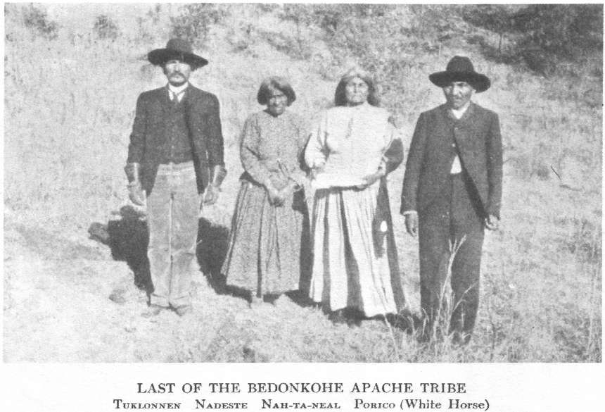 Last of the Bedonkohe Apache Tribe,
Tuklonnen, N&auml;deste, Nah-ta-neal, Porico (White Horse)